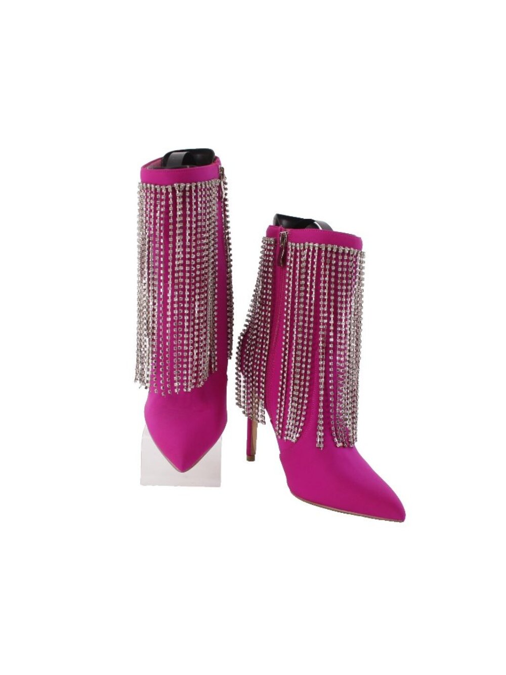 Cathy Din Boots NEW Linia-31 Sz 6.5 Magenta Pink Rhinestones Ankle Fabric 4"